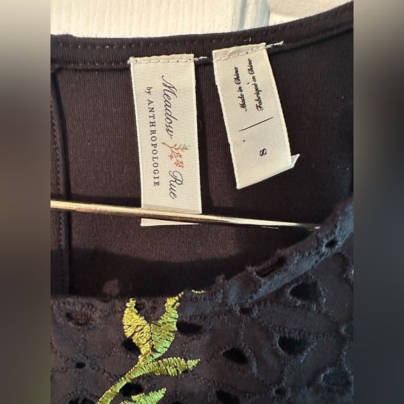 MEADOW RUE | Anthropologie S Harriet Floral Black Embroidery Eyelet Stretch Tank - Picture 5 of 15